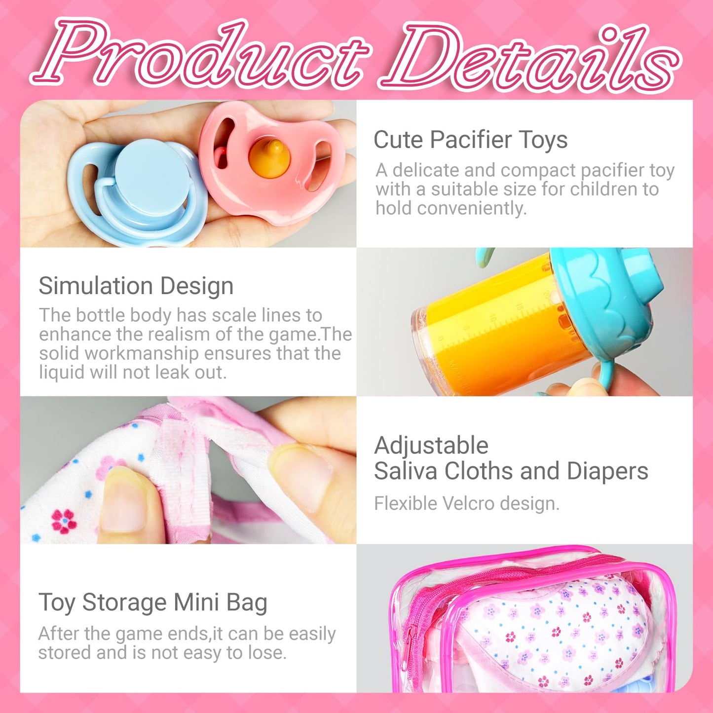 Pynqdfu 15-Piece Baby Doll Accessories Set – Magic Bottles & Feeding Kit