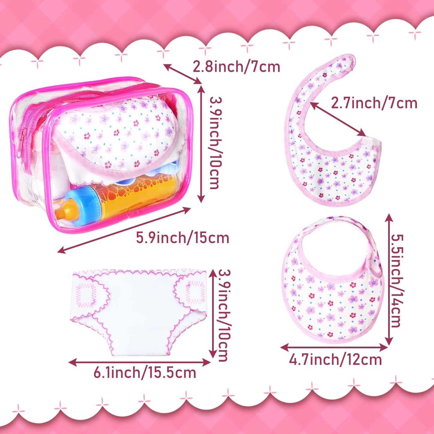 Pynqdfu 15-Piece Baby Doll Accessories Set – Magic Bottles & Feeding Kit