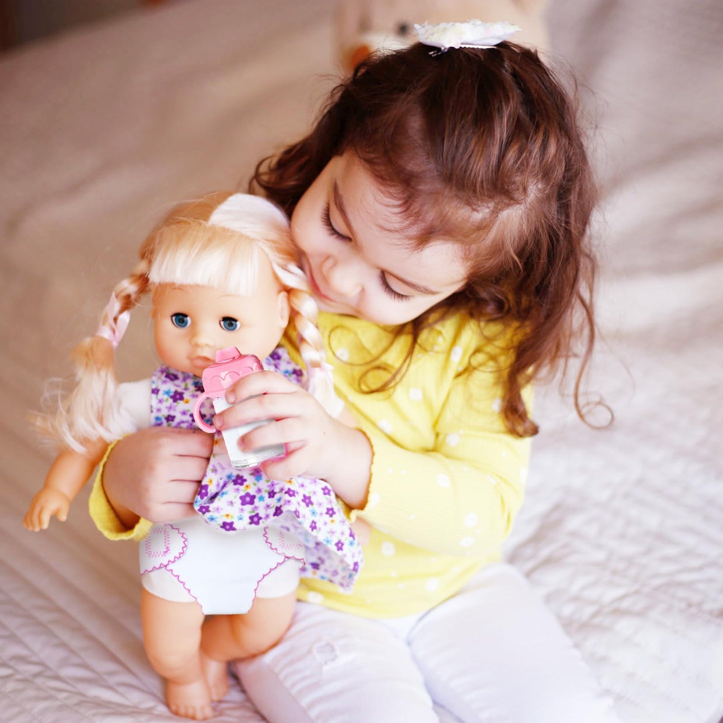 Pynqdfu 15-Piece Baby Doll Accessories Set – Magic Bottles & Feeding Kit