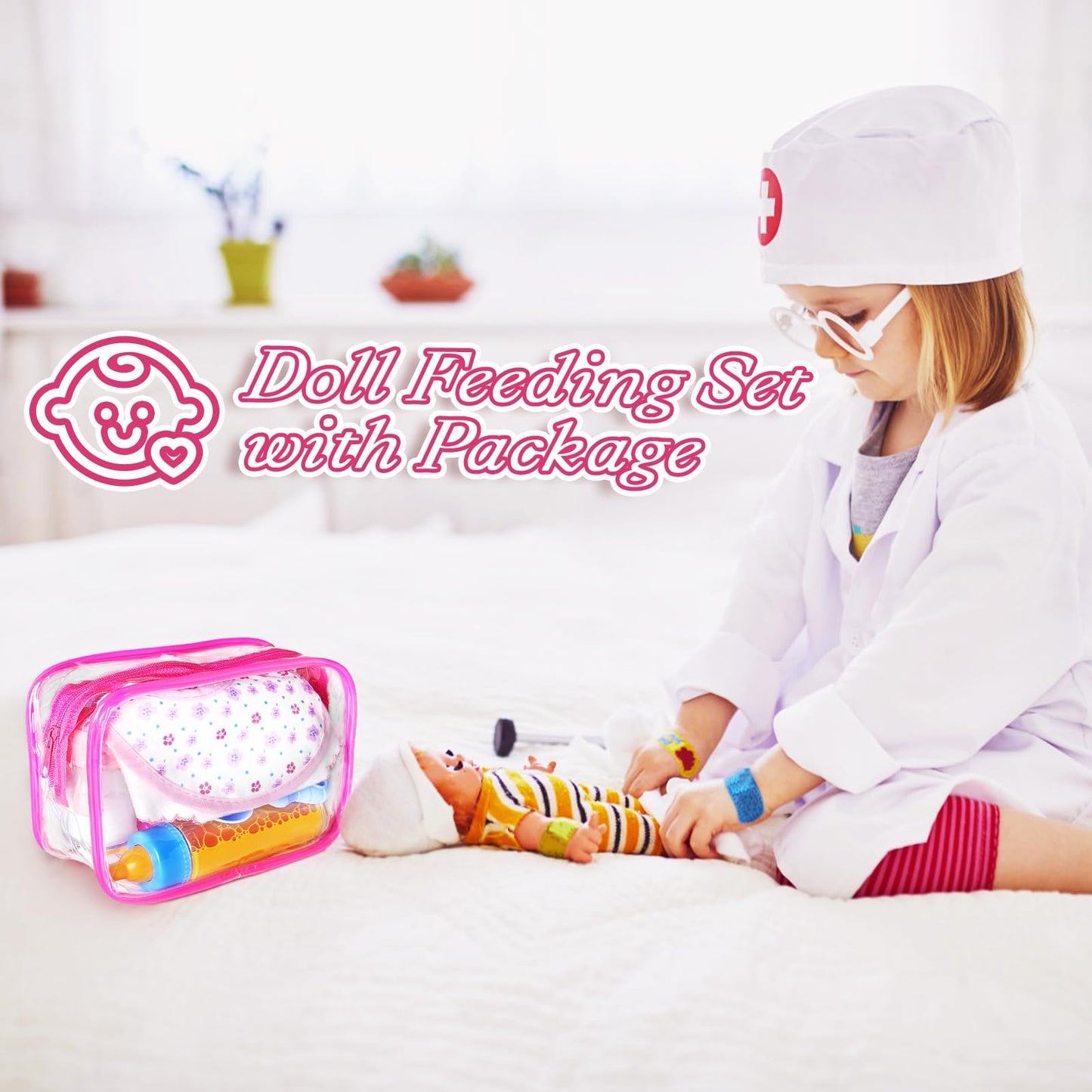 Pynqdfu 15-Piece Baby Doll Accessories Set – Magic Bottles & Feeding Kit