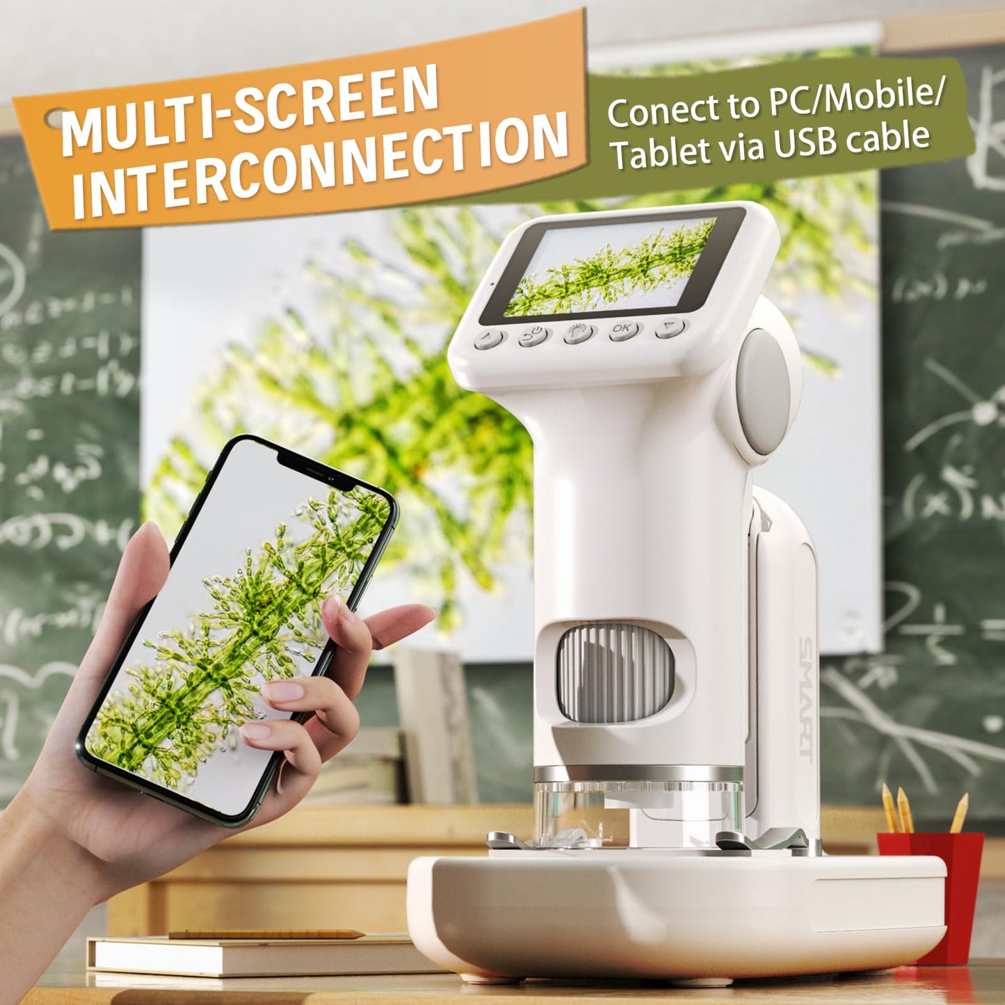 PYRODUM 1600x Kids Microscope with 2-Inch IPS Screen | Portable Digital Pocket Microscope for Ages 6-12