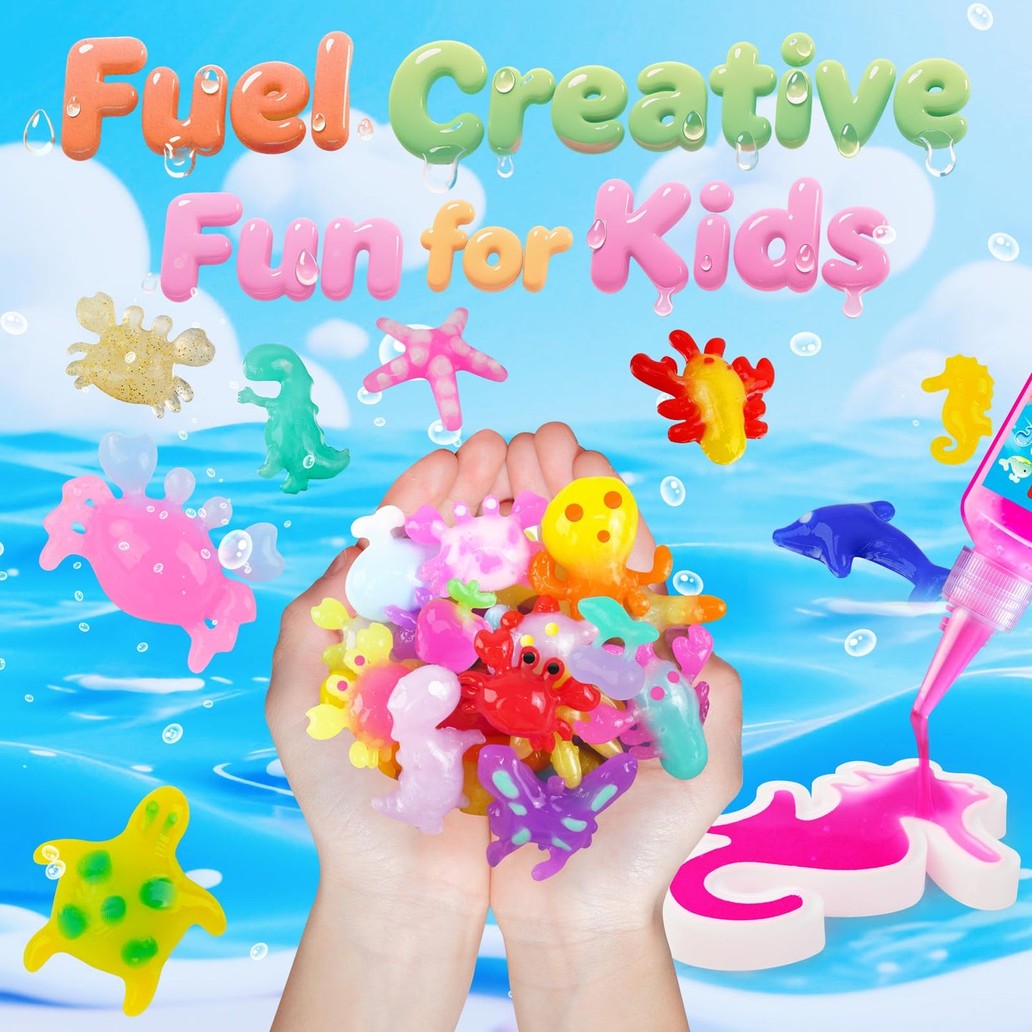 QANIY Magic Water Elf Toy Kit – 24 Molds, 20 Gel Colors, 8 Powder Packs | Creative DIY Aqua Fairy Crafts for Kids (Ages 4–8)
