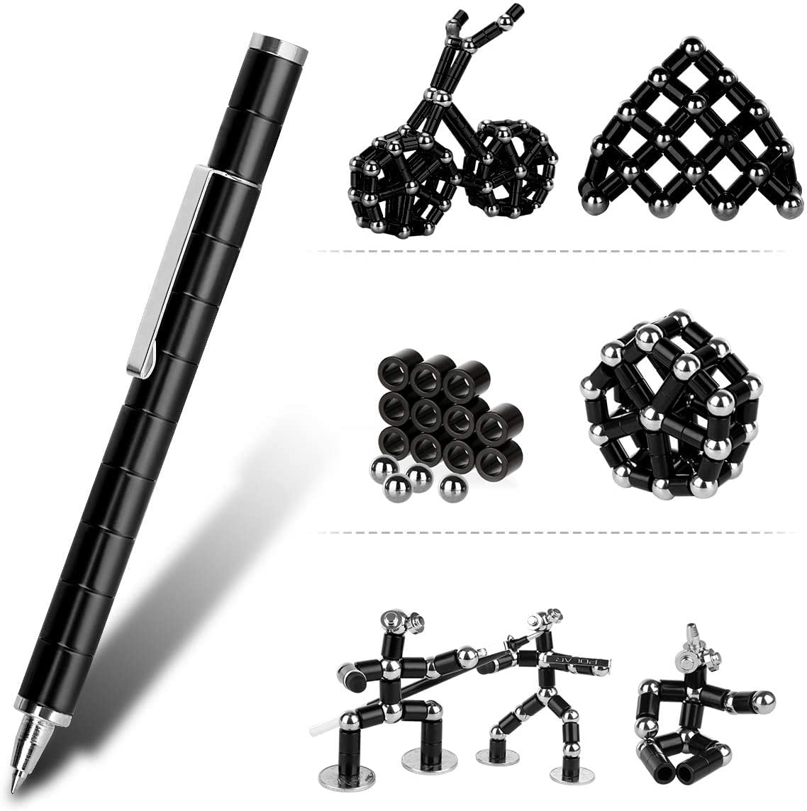 QAQcew Fidget Pen – Magnetic Deformation Toy & Writing Instrument | Black