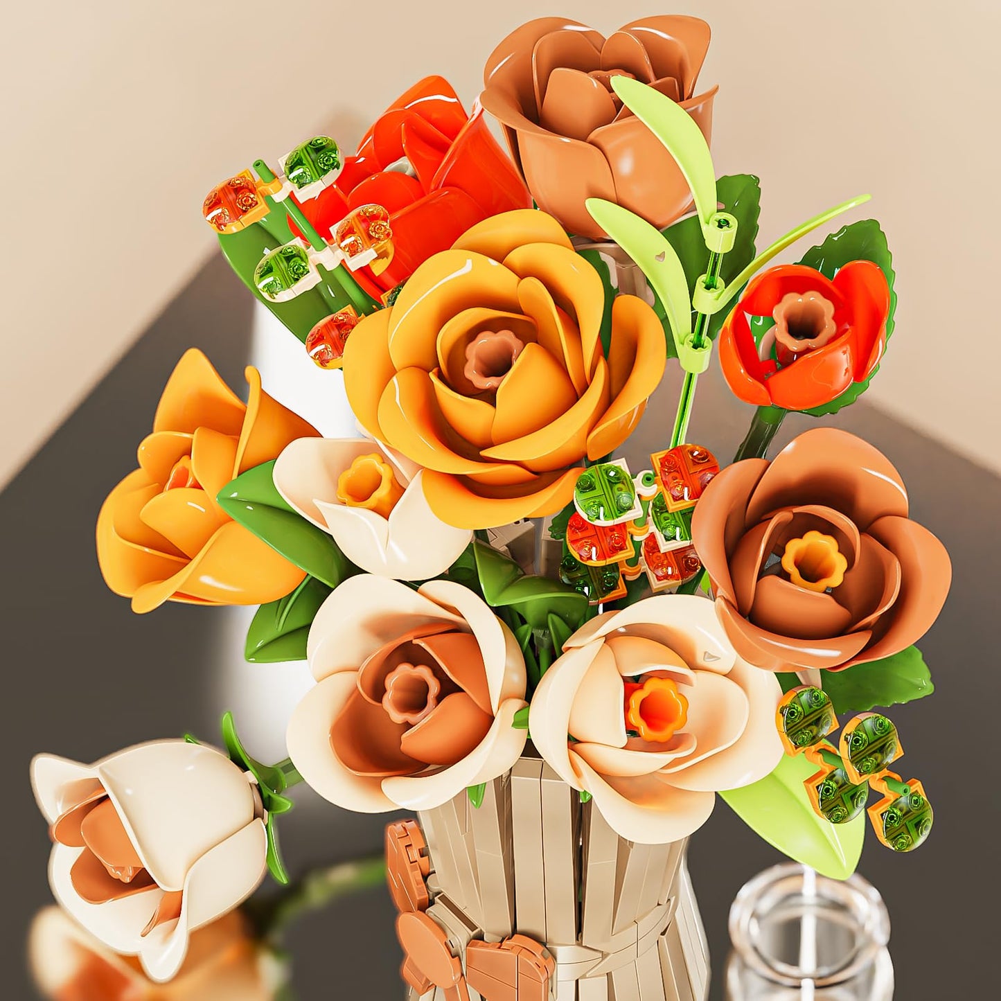 QARULUS Roses Bouquet Building Set – 868 Pcs Flower Kit for Home Decor & Gifts