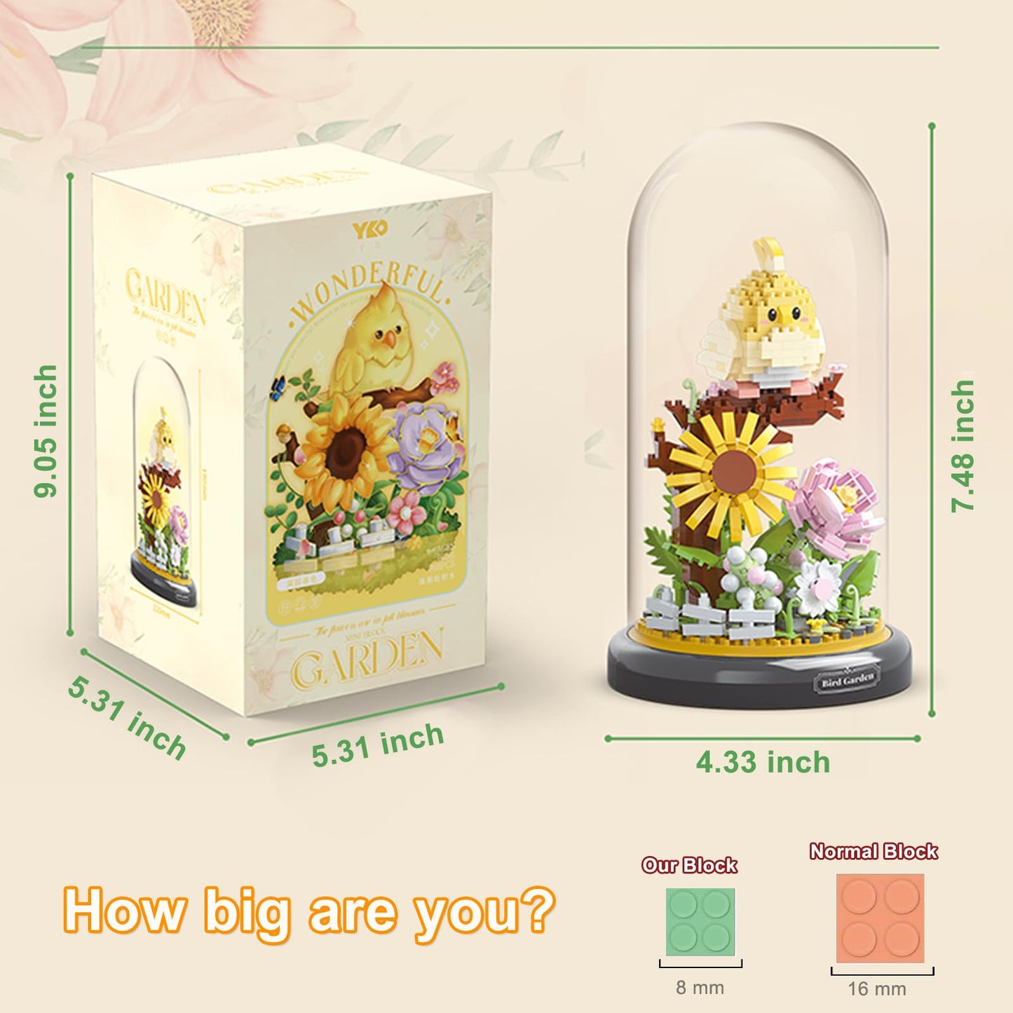 QARULUS Parrot Flower Bouquet Building Set – Creative Bonsai Animal Blocks for All Ages