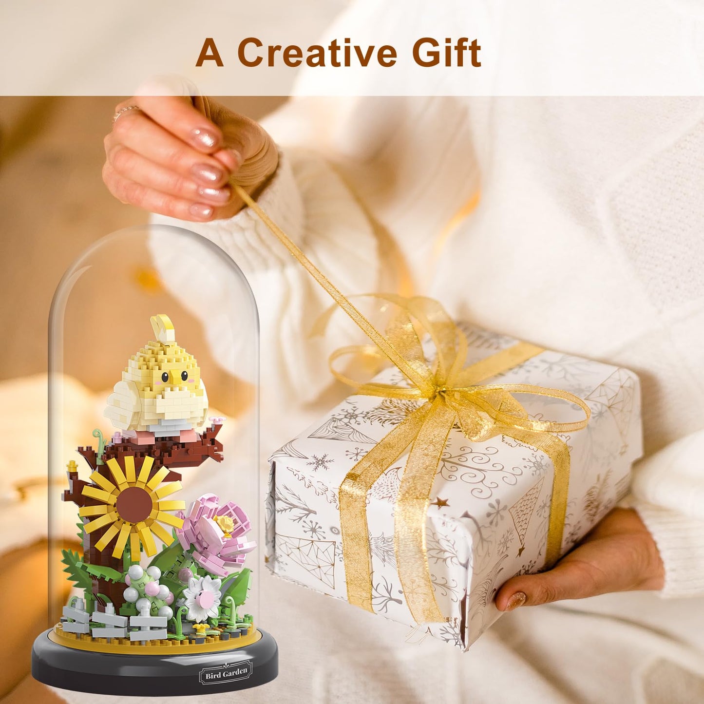 QARULUS Parrot Flower Bouquet Building Set – Creative Bonsai Animal Blocks for All Ages