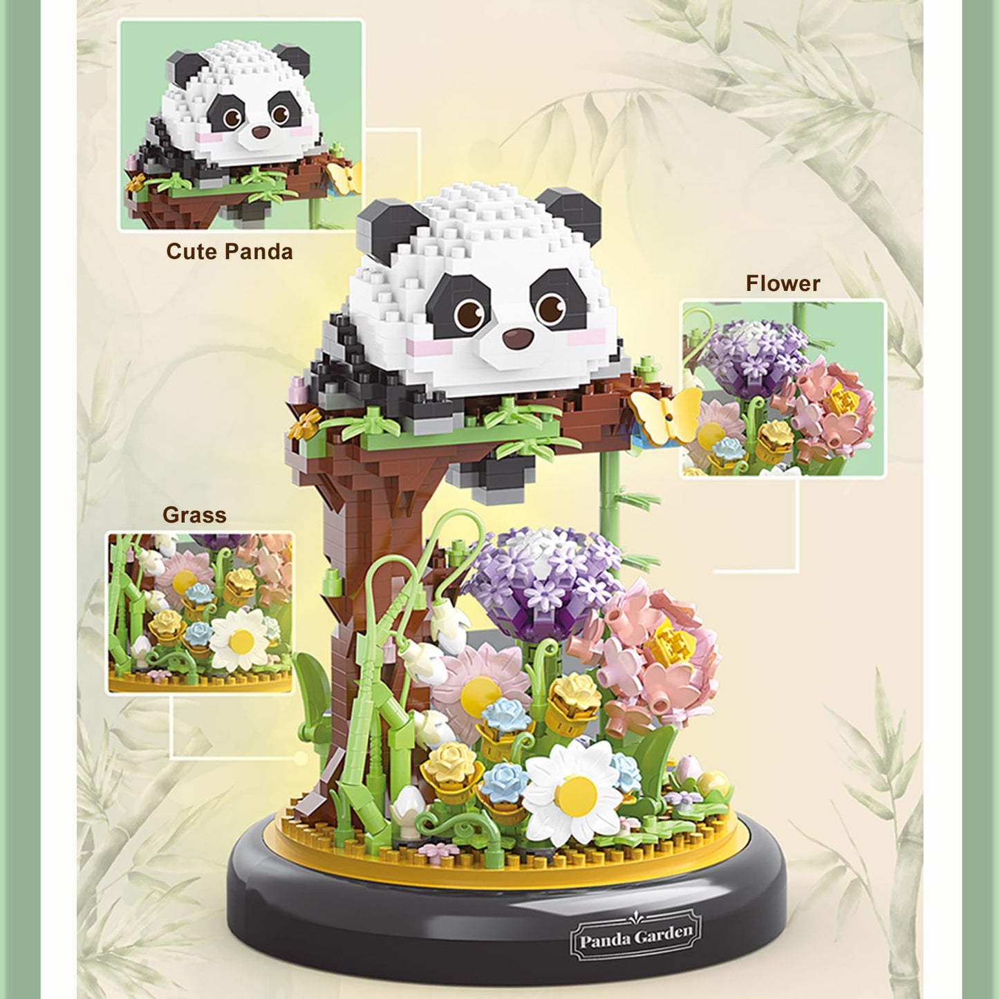 QARULUS Panda Flower Building Set – 999-Piece Bonsai Blooms Kit for Kids & Adults