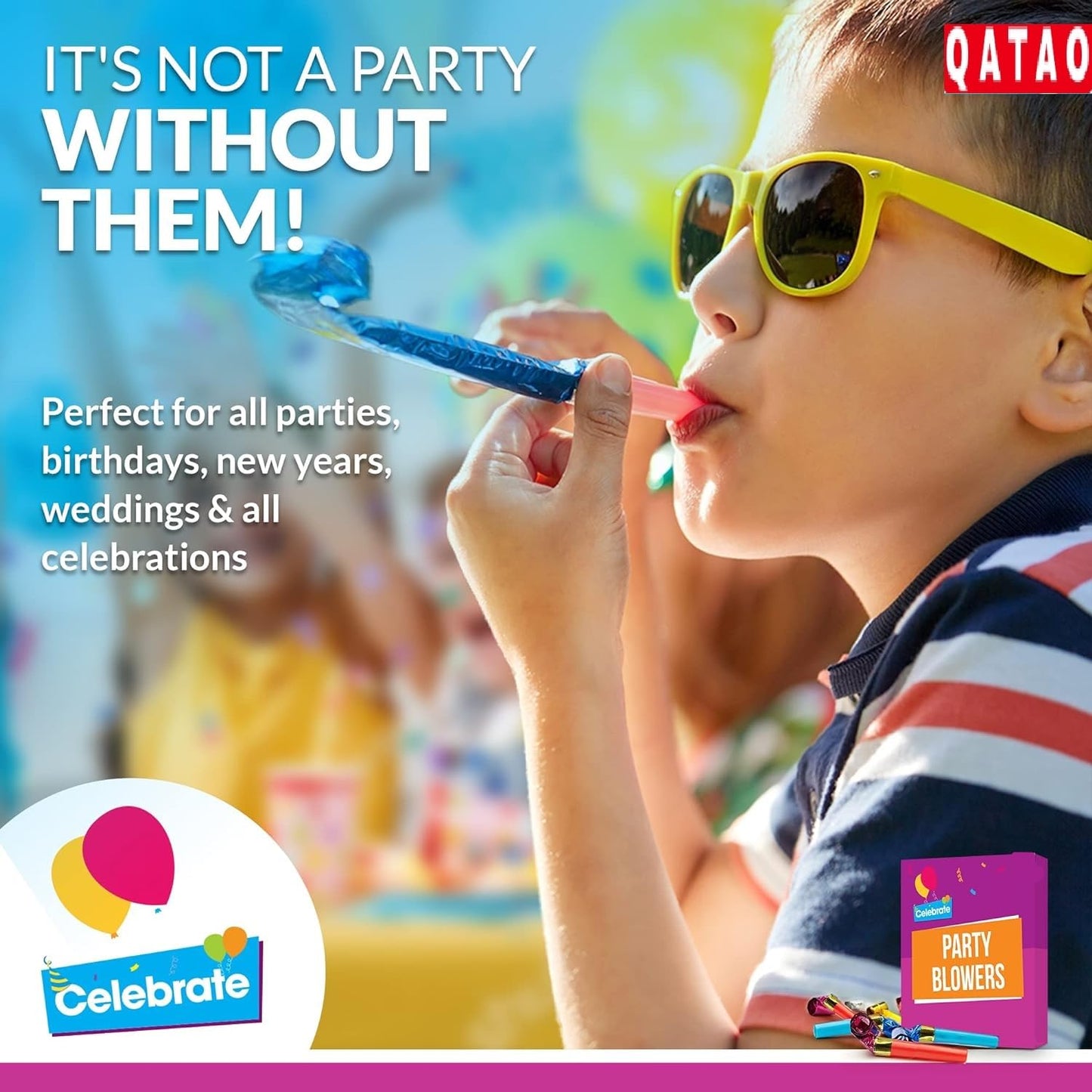 Qatao 25pcs Small Party Blowers – Colorful Noisemakers for Birthdays & Celebrations