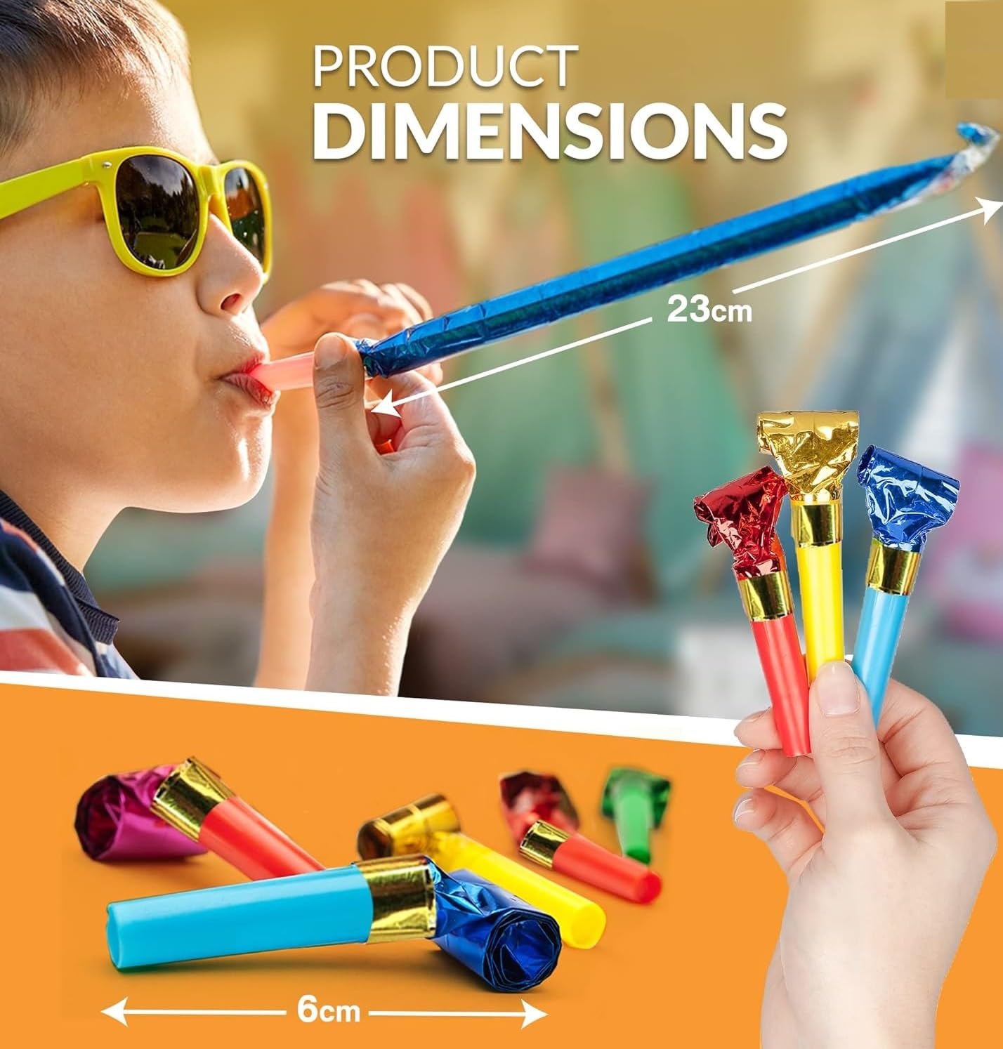 Qatao 25pcs Small Party Blowers – Colorful Noisemakers for Birthdays & Celebrations
