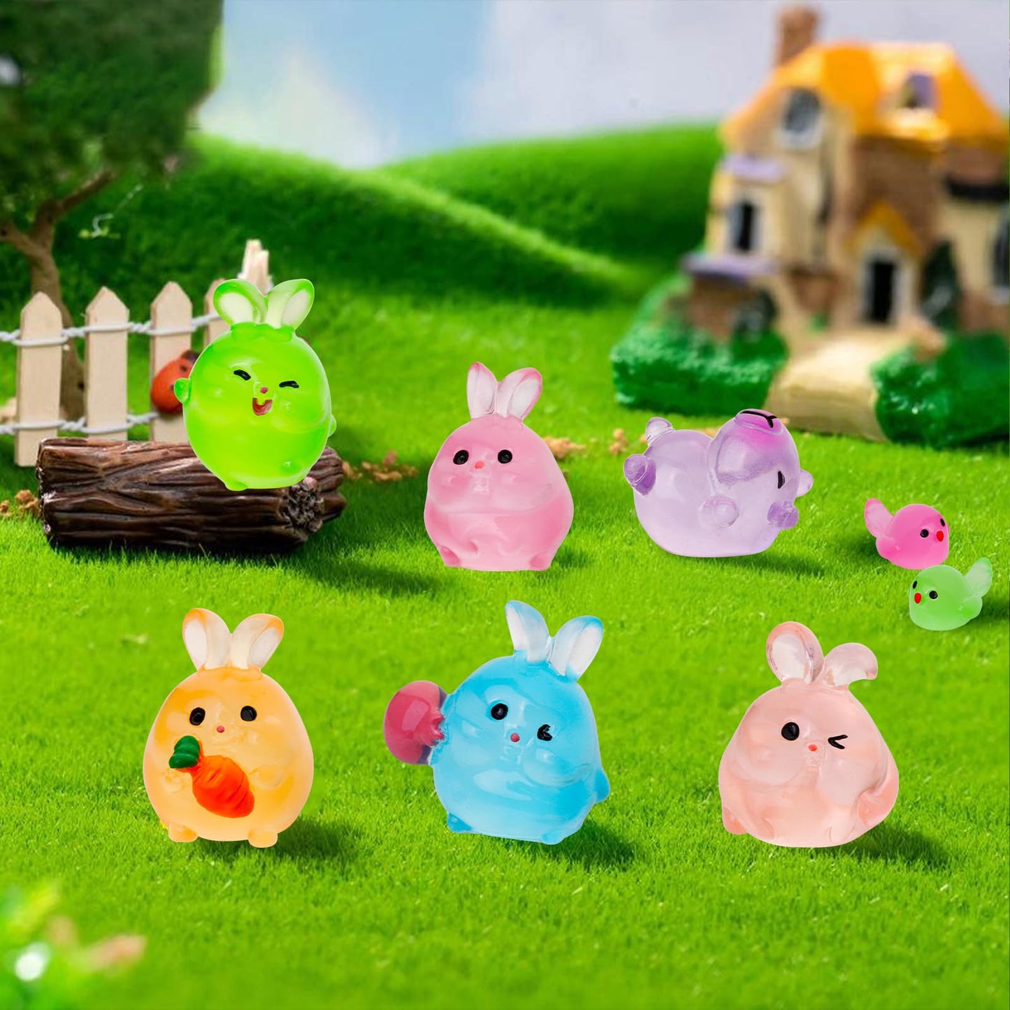 QAUYETM 200pcs Luminous Mini Resin Animals – 30 Glow in the Dark Figurines