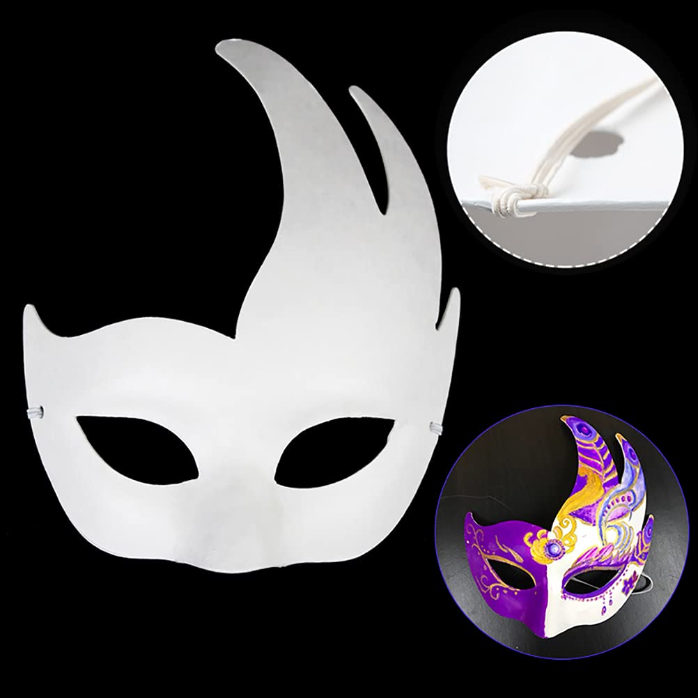 Qavctw 16PCS DIY White Masks – Unpainted Paper Masks for Parties & Crafts