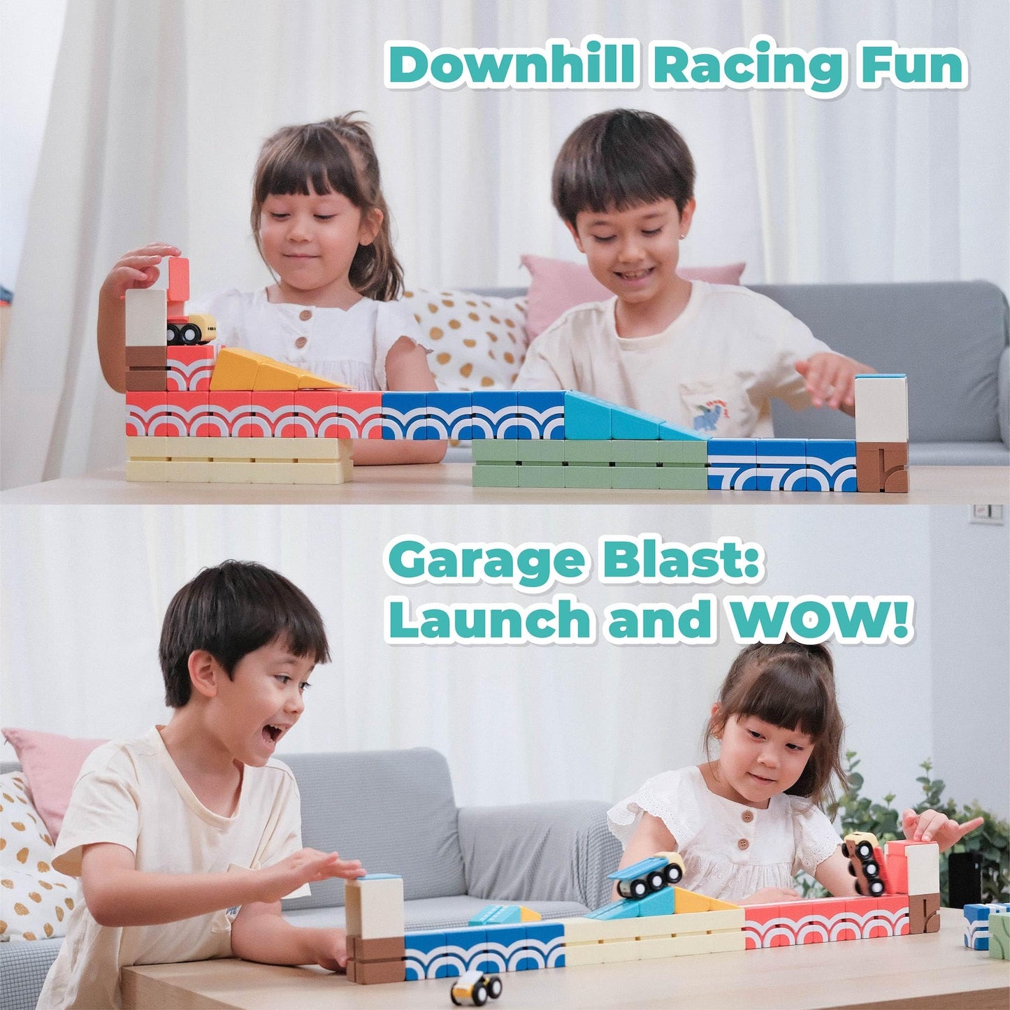 QBI Magnetic Blocks Play Starter Set – STEM Construction Toys & Race Car Track for Kids 3-5+ | 36 Pcs