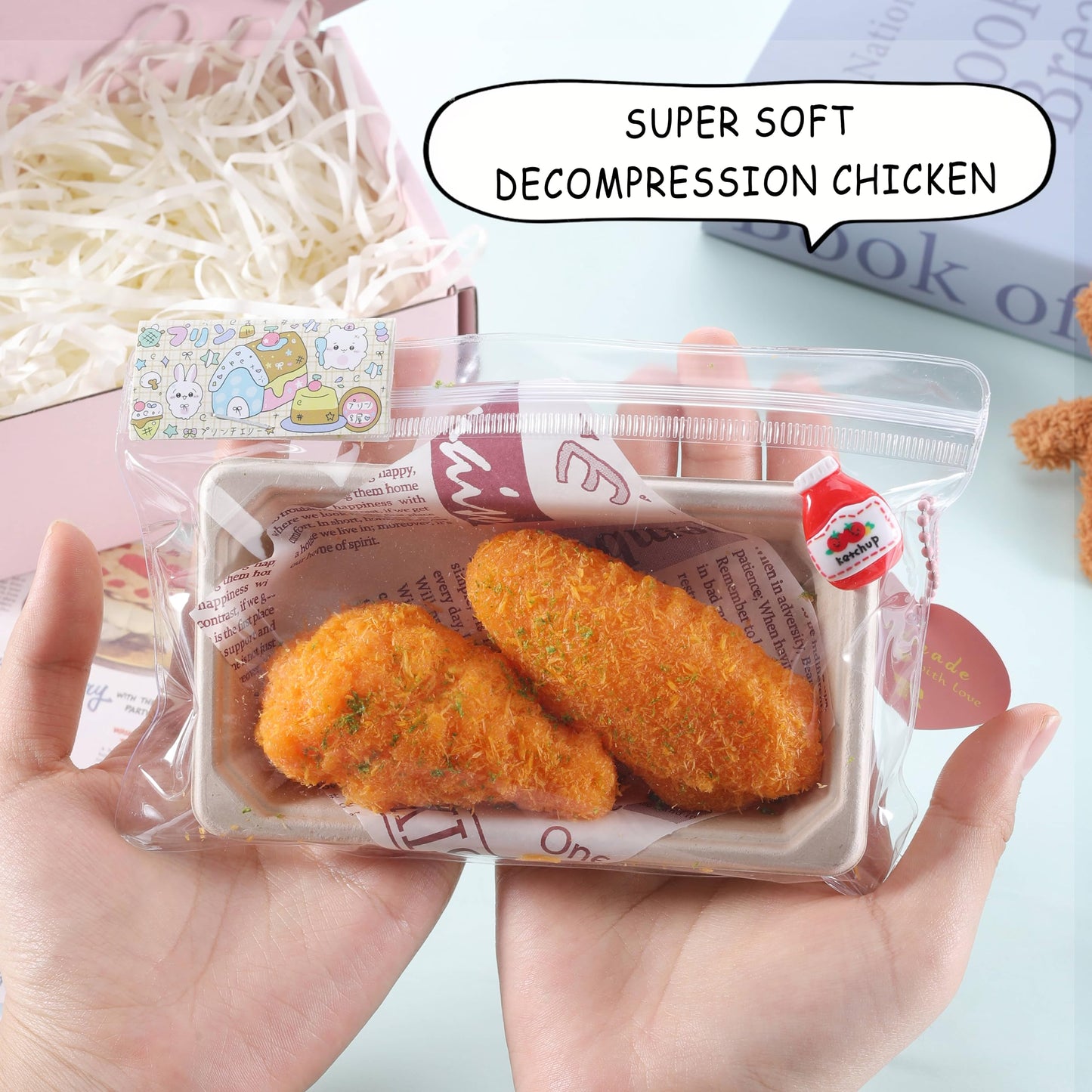 QCROAD SQUISHY Handmade Taba Fried Chicken Squishy – Realistic Silicone Stress Toy