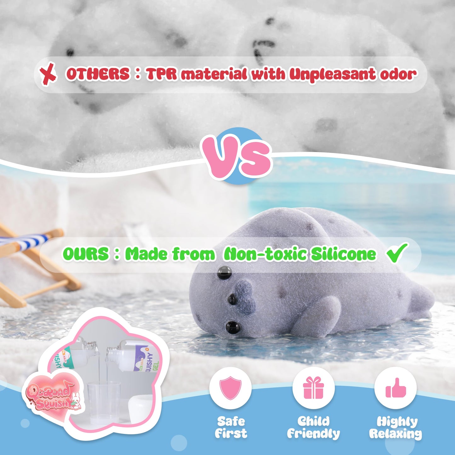 QCROAD SQUISHY Handmade Taba Seal Squishy – Ultra-Soft Silicone Stress Relief Toy