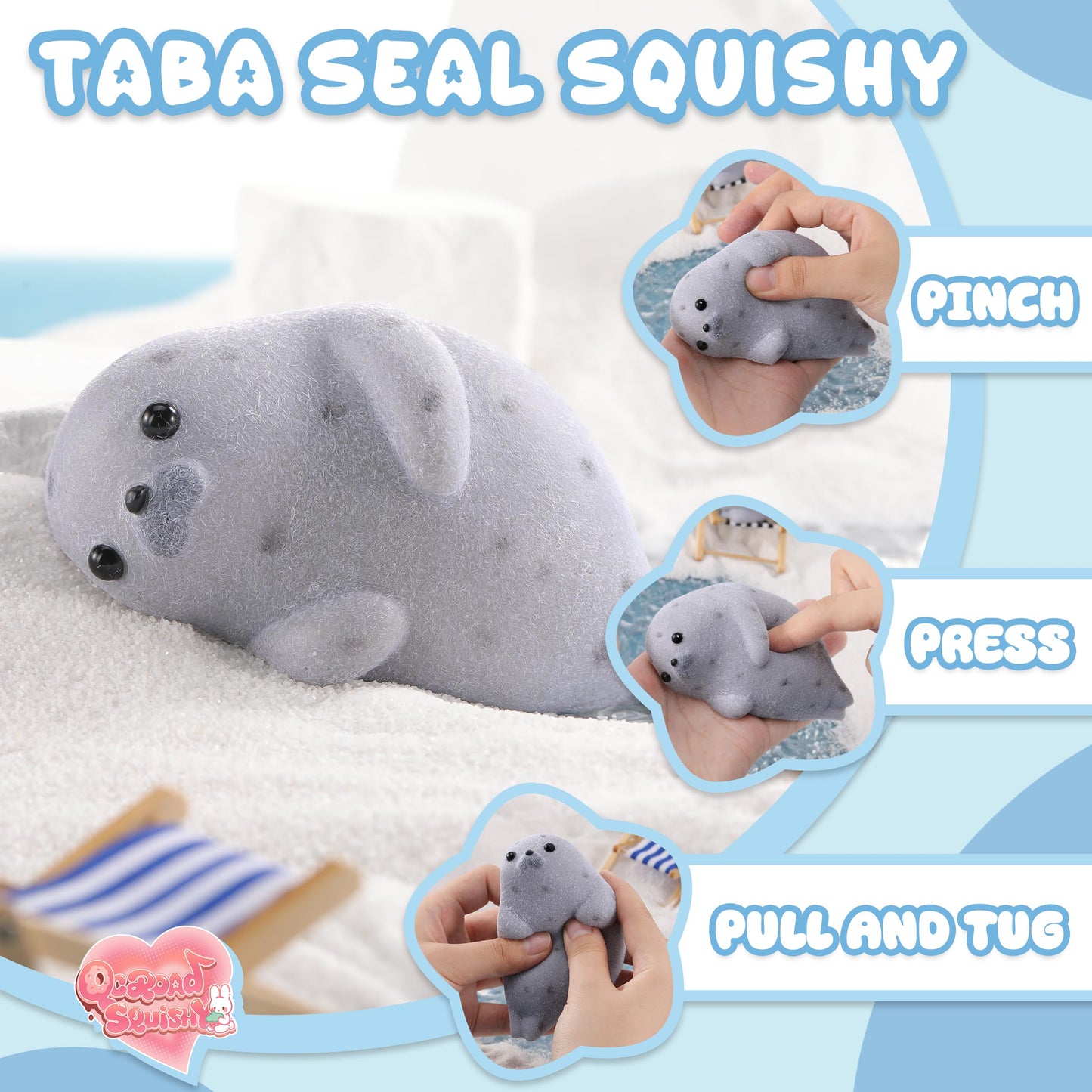 QCROAD SQUISHY Handmade Taba Seal Squishy – Ultra-Soft Silicone Stress Relief Toy