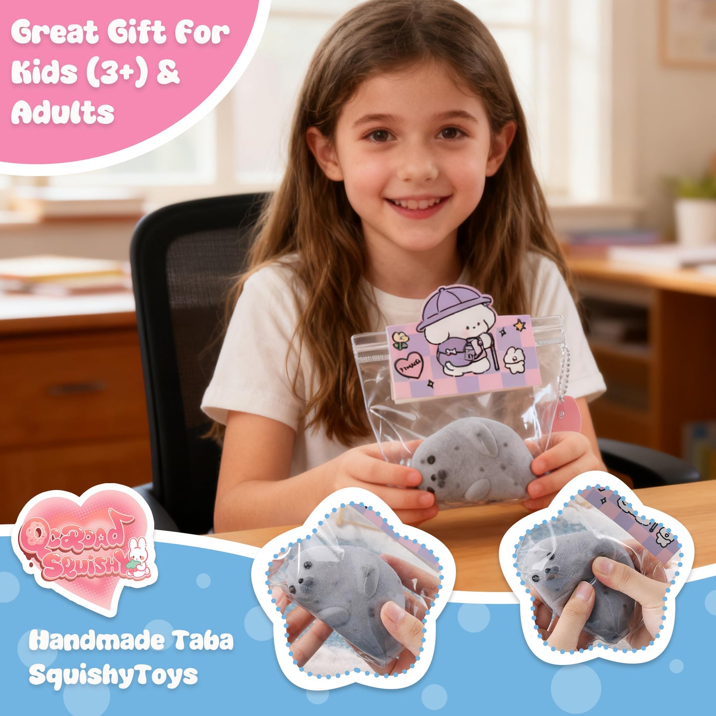 QCROAD SQUISHY Handmade Taba Seal Squishy – Ultra-Soft Silicone Stress Relief Toy