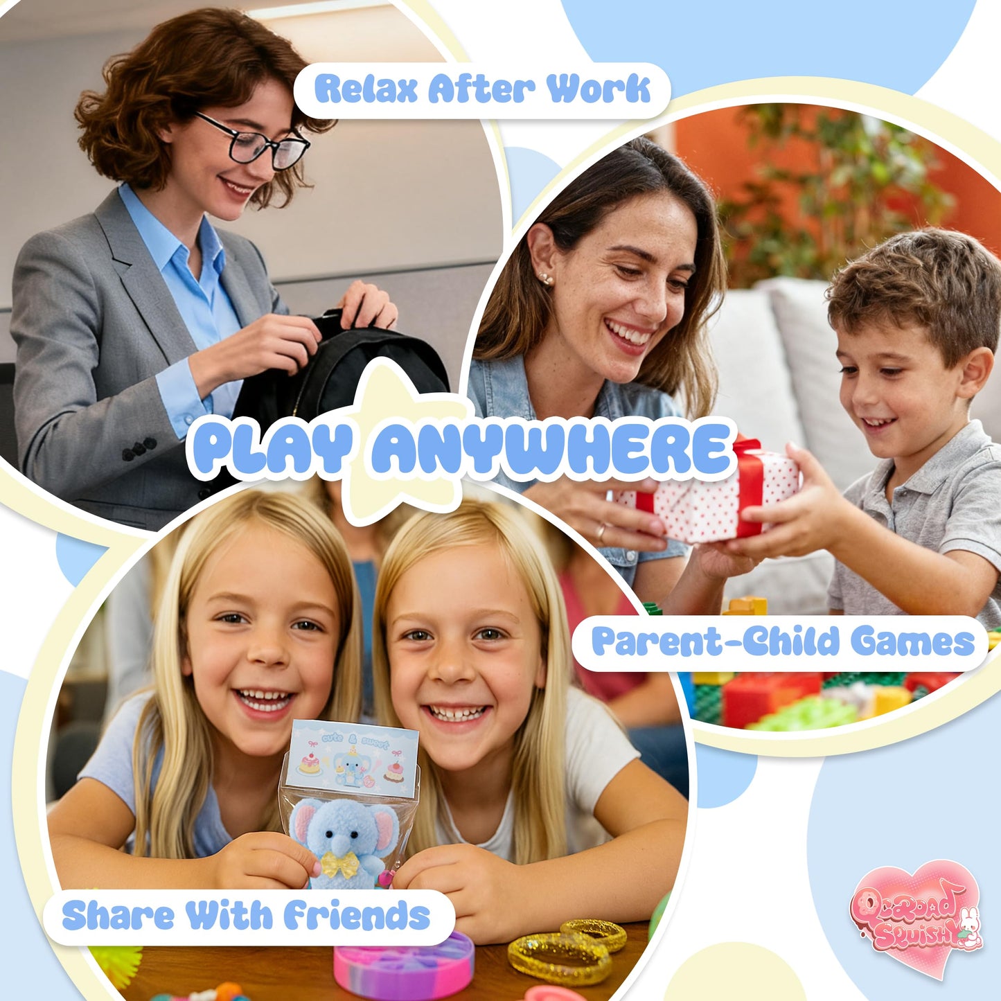 QCROAD SQUISHY Handmade Taba Blue Elephant Squishy – Silicone Fidget Toy for Kids & Adults