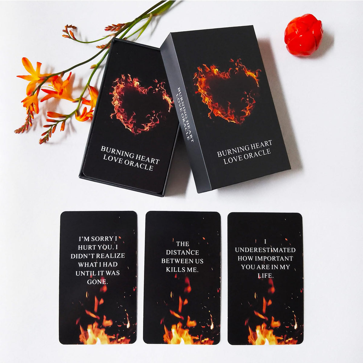 Qcsdckot QUEENOFPAIN Burning Heart Love Oracle Cards Deck – Twin Flame Insights