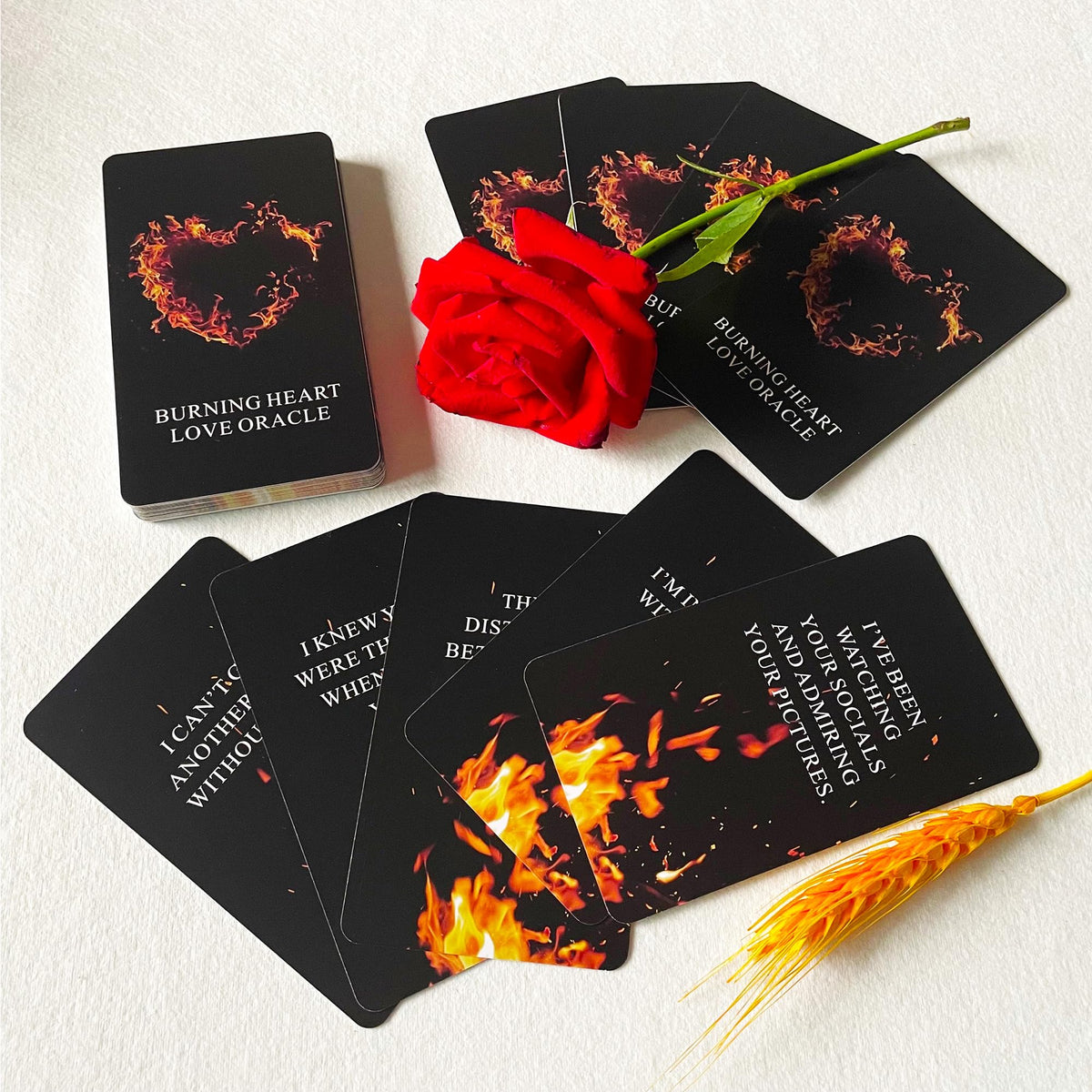 Qcsdckot QUEENOFPAIN Burning Heart Love Oracle Cards Deck – Twin Flame Insights