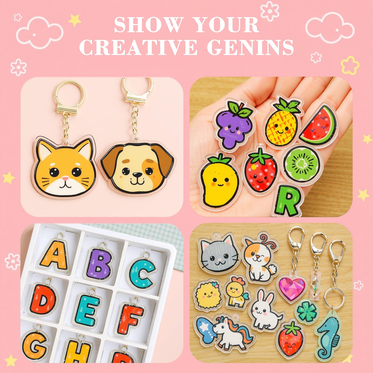 QDBNW 30-Piece Shrink Plastic Sheets Kit – 5.8 x 4.1 in DIY Keychains & Shrink Art