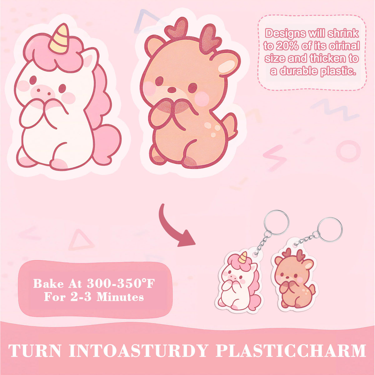 QDBNW 50 Pieces Shrink Plastic Sheets – Shrinky Paper for Keychains, Pendants & DIY Ornaments (5.8 x 4.1 in)