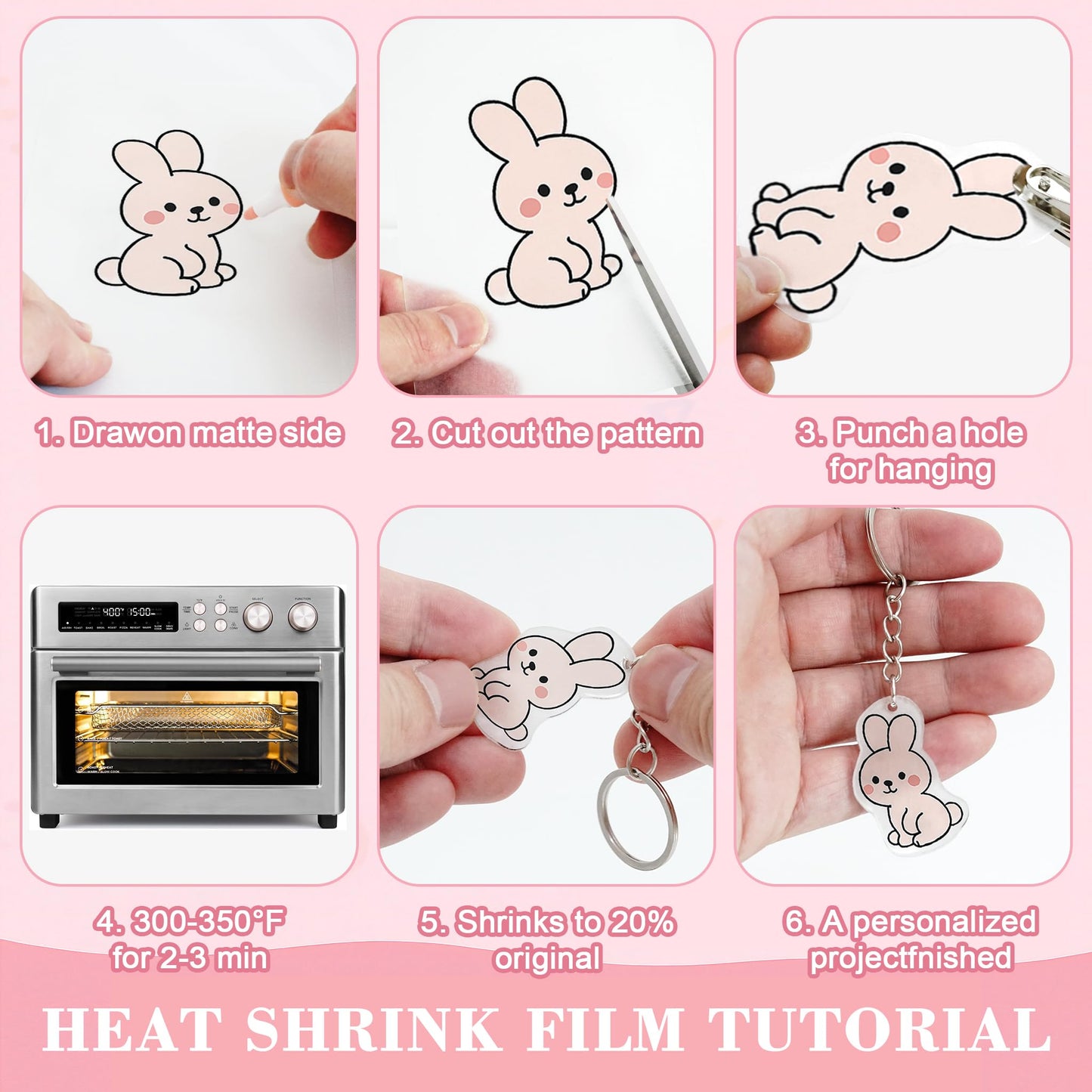 QDBNW 30-Piece Shrink Plastic Sheets Kit – 5.8 x 4.1 in DIY Keychains & Shrink Art