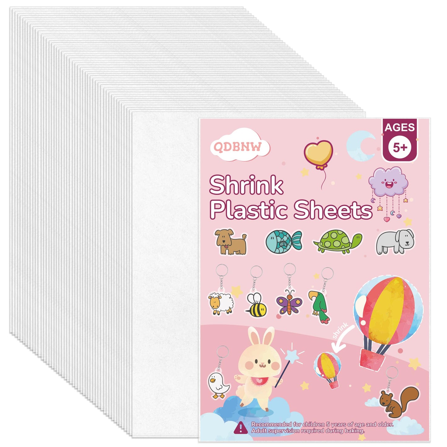 QDBNW 30-Piece Shrink Plastic Sheets Kit – 5.8 x 4.1 in DIY Keychains & Shrink Art