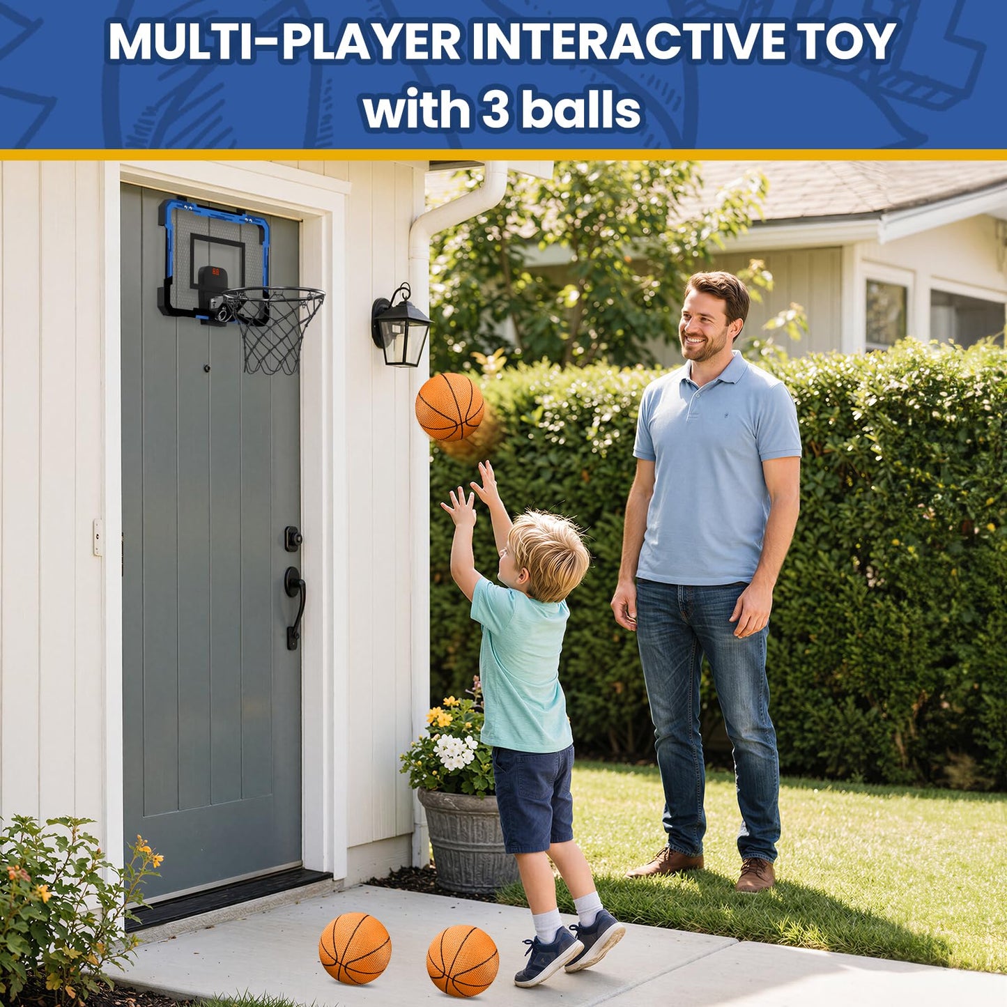 QDRAGON Indoor Basketball Hoop for Kids – Over-the-Door Mini Hoop with Scoreboard