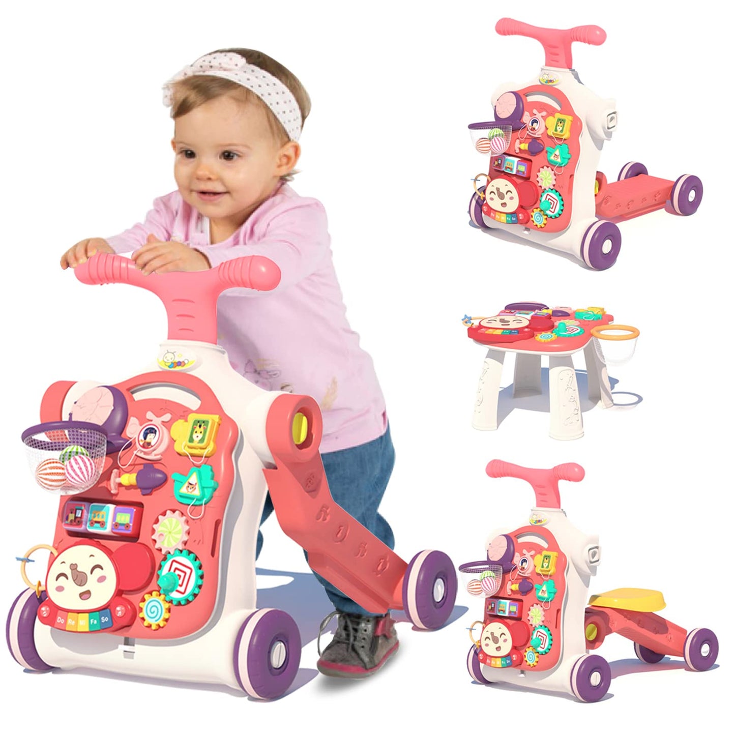 QDRAGON 5-in-1 Walker for Baby — 5 Modes, Red