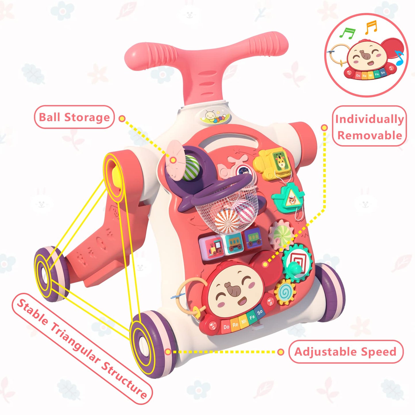 QDRAGON 5-in-1 Walker for Baby — 5 Modes, Red