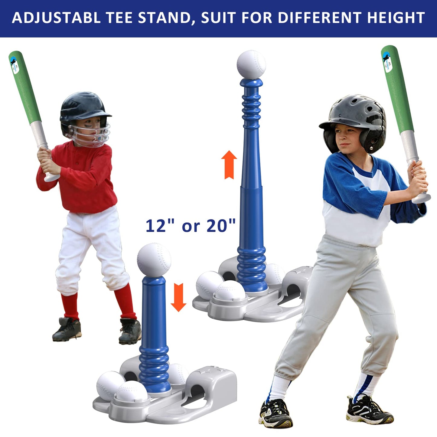 QDRAGON 2-in-1 T Ball Set for Kids 3-5 & 5-8 – Adjustable Tee & Automatic Pitching Machine