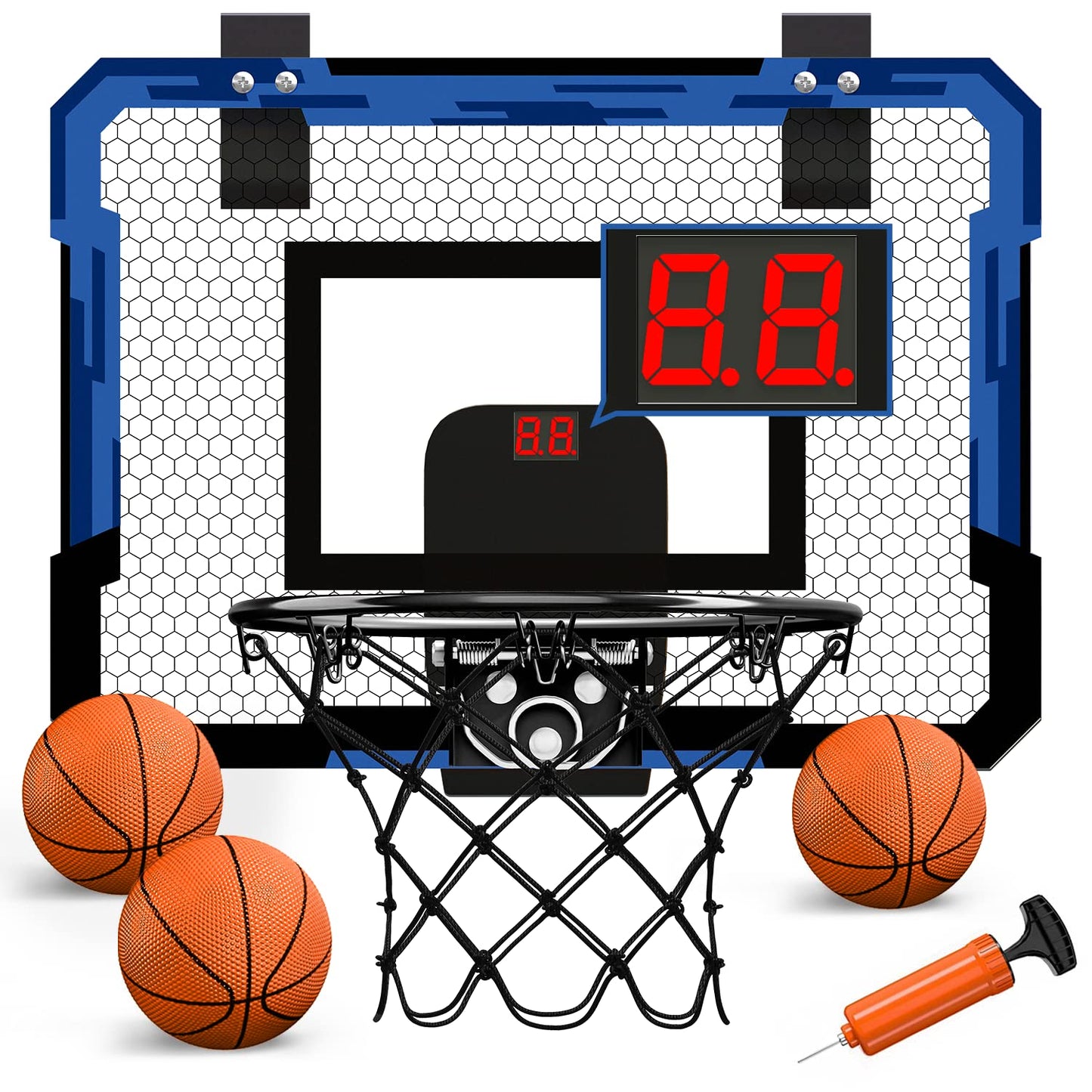 QDRAGON Indoor Basketball Hoop for Kids – Over-the-Door Mini Hoop with Scoreboard