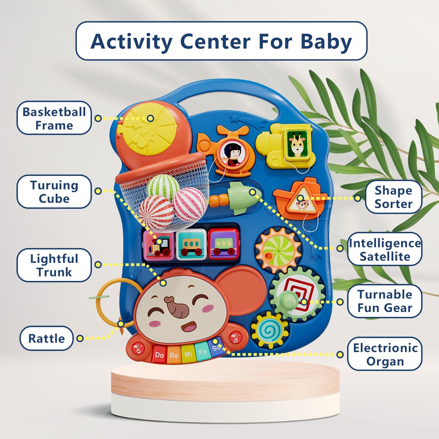 QDRAGON 3-in-1 Baby Walker & Activity Center – Learn to Walk, Sit-to-Stand Push Toy with Music Panel, Blue (12-18 Months)