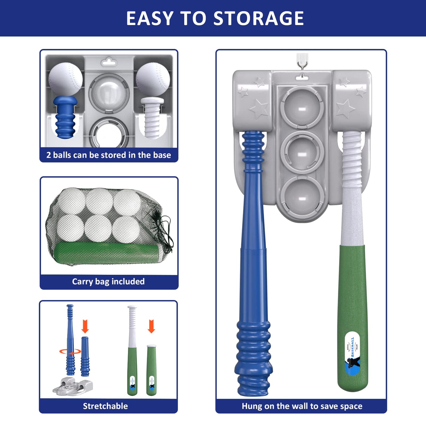 QDRAGON 2-in-1 T Ball Set for Kids 3-5 & 5-8 – Adjustable Tee & Automatic Pitching Machine