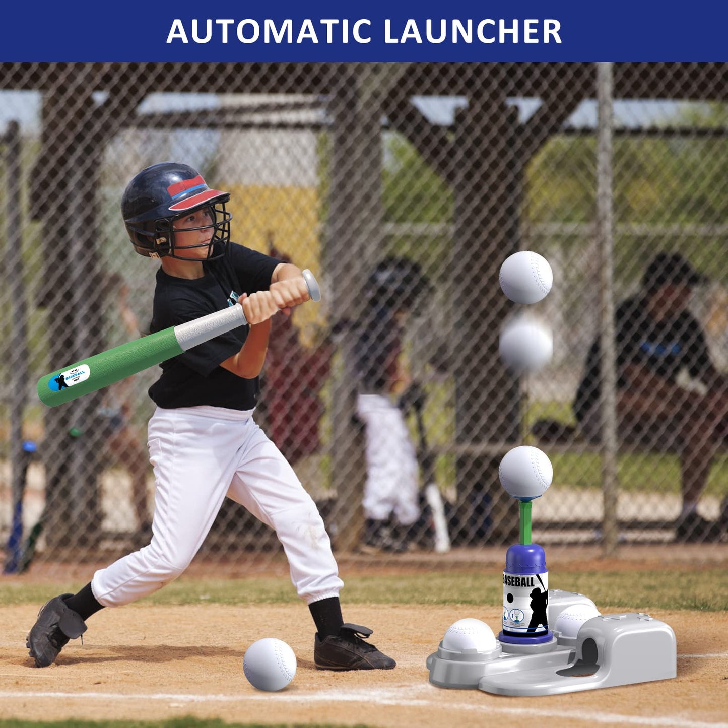 QDRAGON 2-in-1 T Ball Set for Kids 3-5 & 5-8 – Adjustable Tee & Automatic Pitching Machine