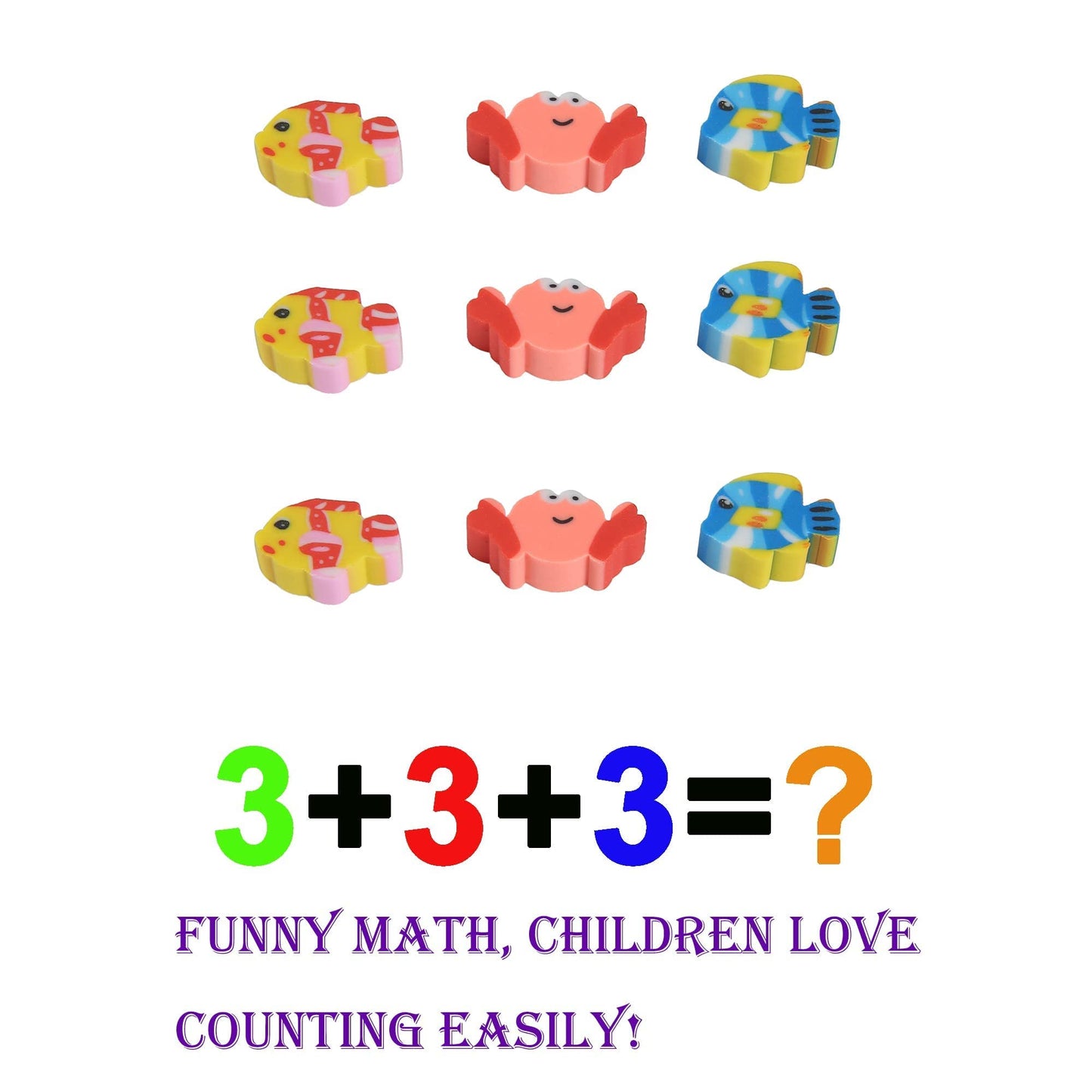 QDXATIVP 300PCS Mini Cute Pencil Erasers — Fruits, Animals, Numbers, Cakes & Smiling Faces