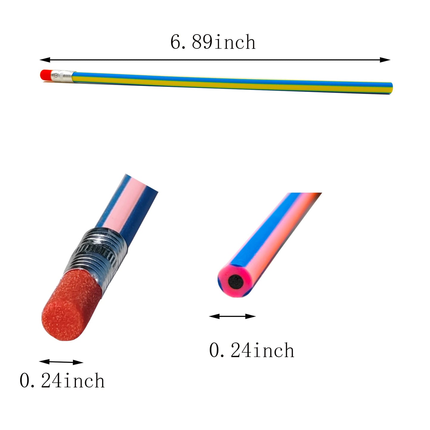QDXATIVP 40PCS Colorful Stripe Flexible Bendable Pencils with Erasers