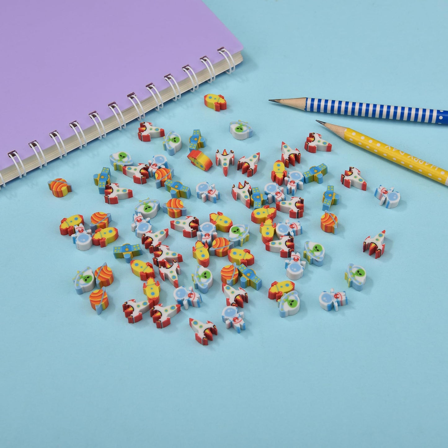 QDXATIVP 300Pcs Mini Pencil Erasers for Kids – Outer Space Set