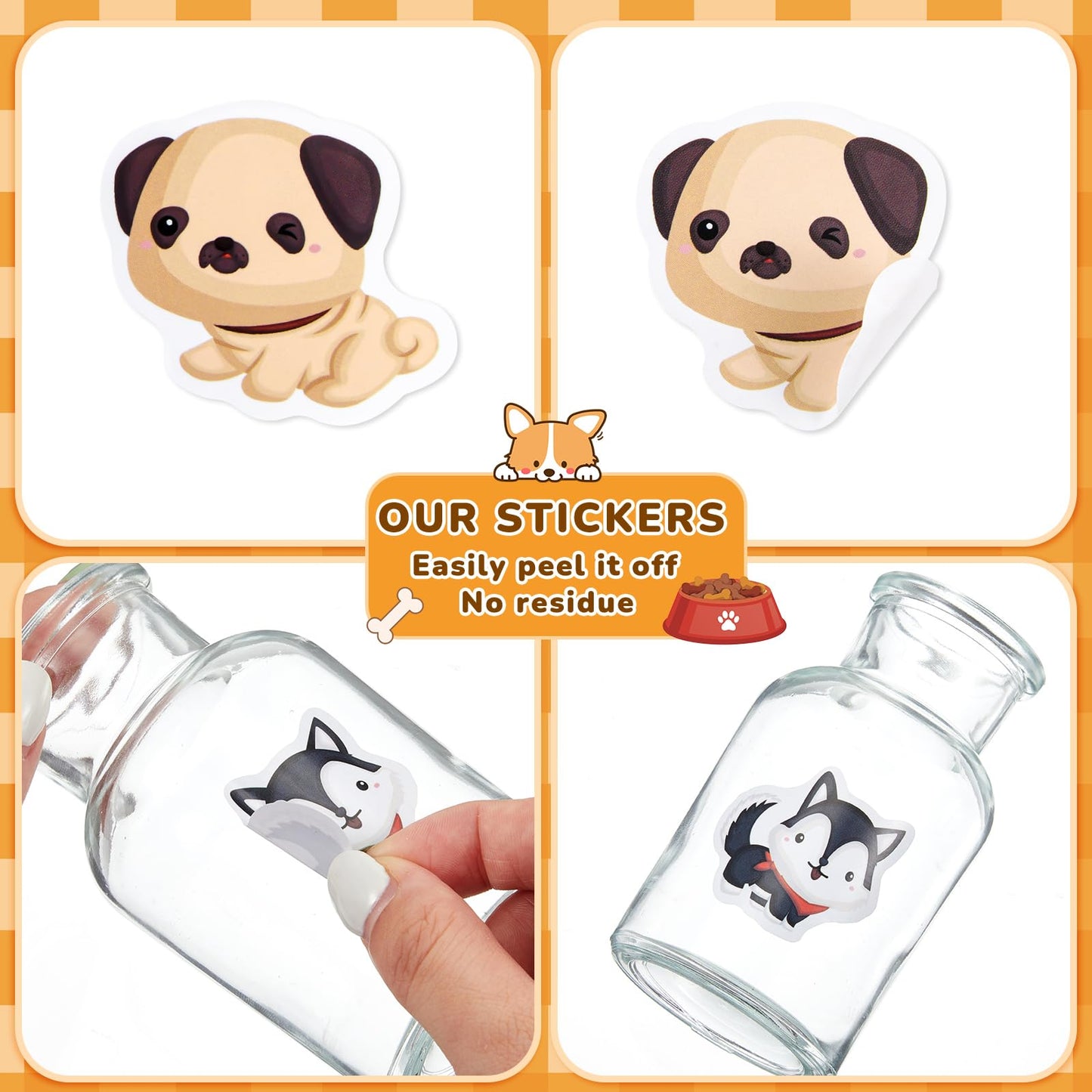 Qeeenar 1 Roll Dog Stickers – 500 Watercolor Stickers for Crafts & Party Favors
