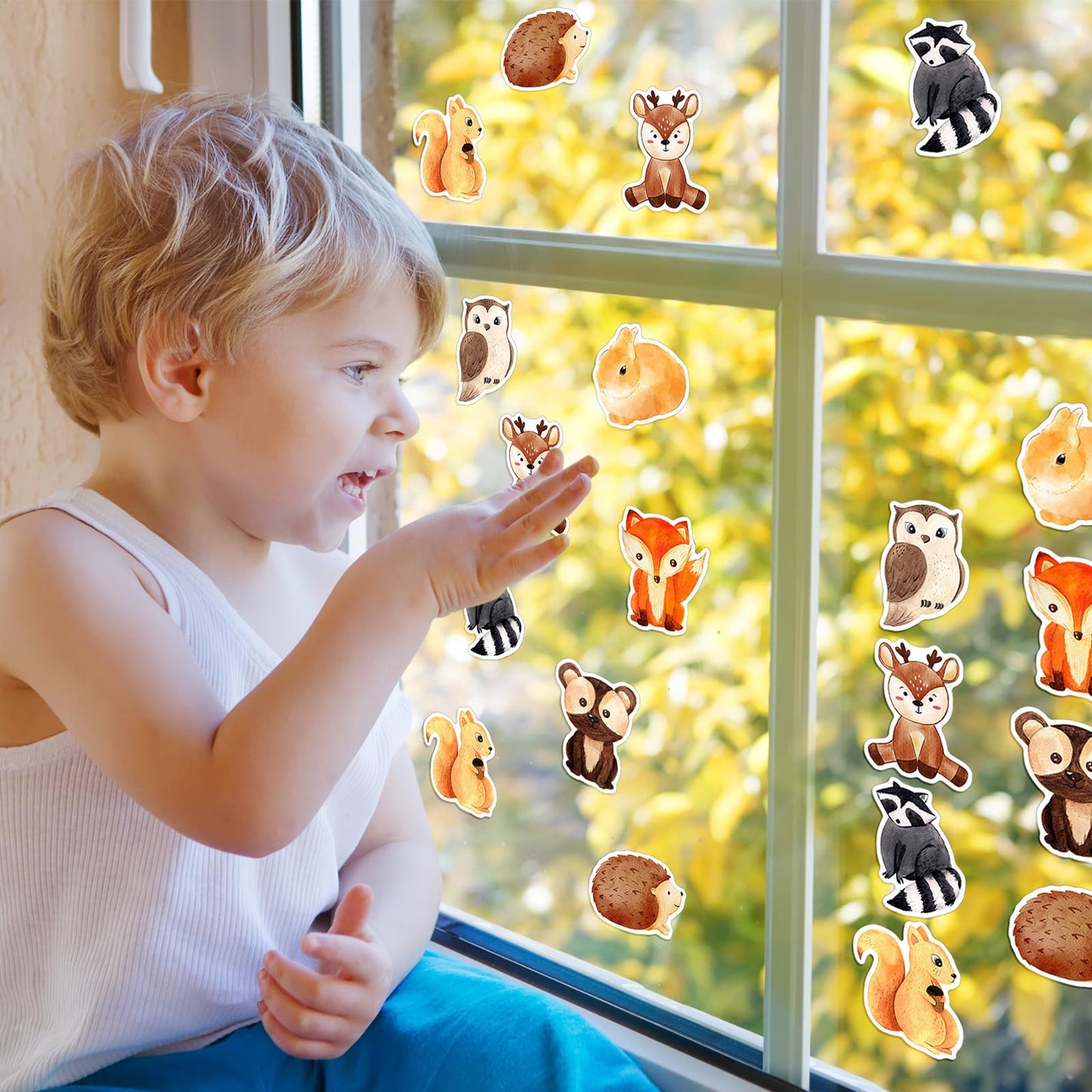 Qeeenar Forest Animal Stickers Roll – 500 Watercolor Stickers for Rewards, Party Favors & Crafts