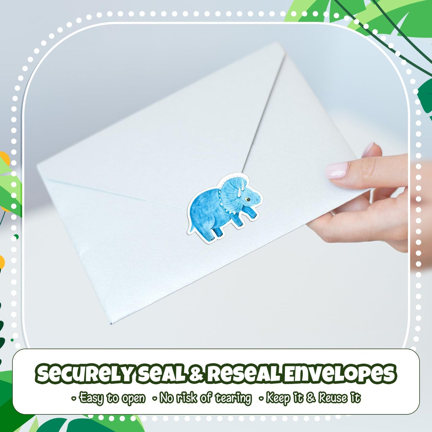 Qeeenar 1 Roll Dinosaur Stickers – 500 Pcs Watercolor Dino Designs for Party Favors & Rewards