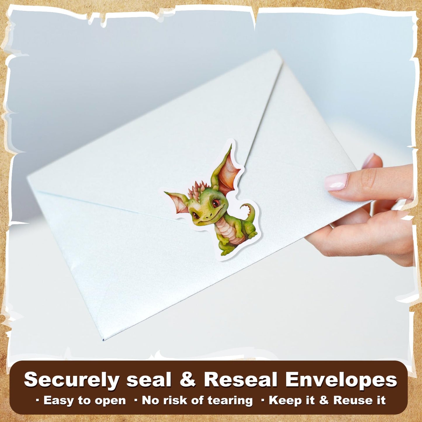 Qeeenar Dragon Sticker Roll – 500 Pcs Watercolor Dragons for Crafts, Parties & Rewards