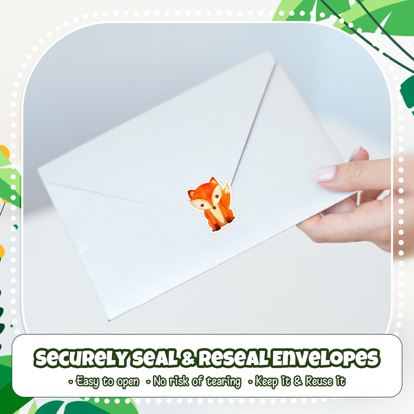 Qeeenar Forest Animal Stickers Roll – 500 Watercolor Stickers for Rewards, Party Favors & Crafts