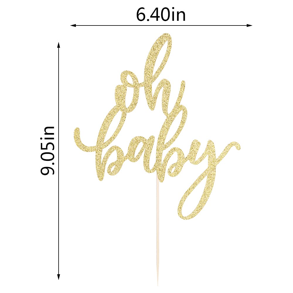 Qertesl Glitter Oh Baby Cake Topper – Gold Party Decoration for Baby Showers, Baptisms & Gender Reveals