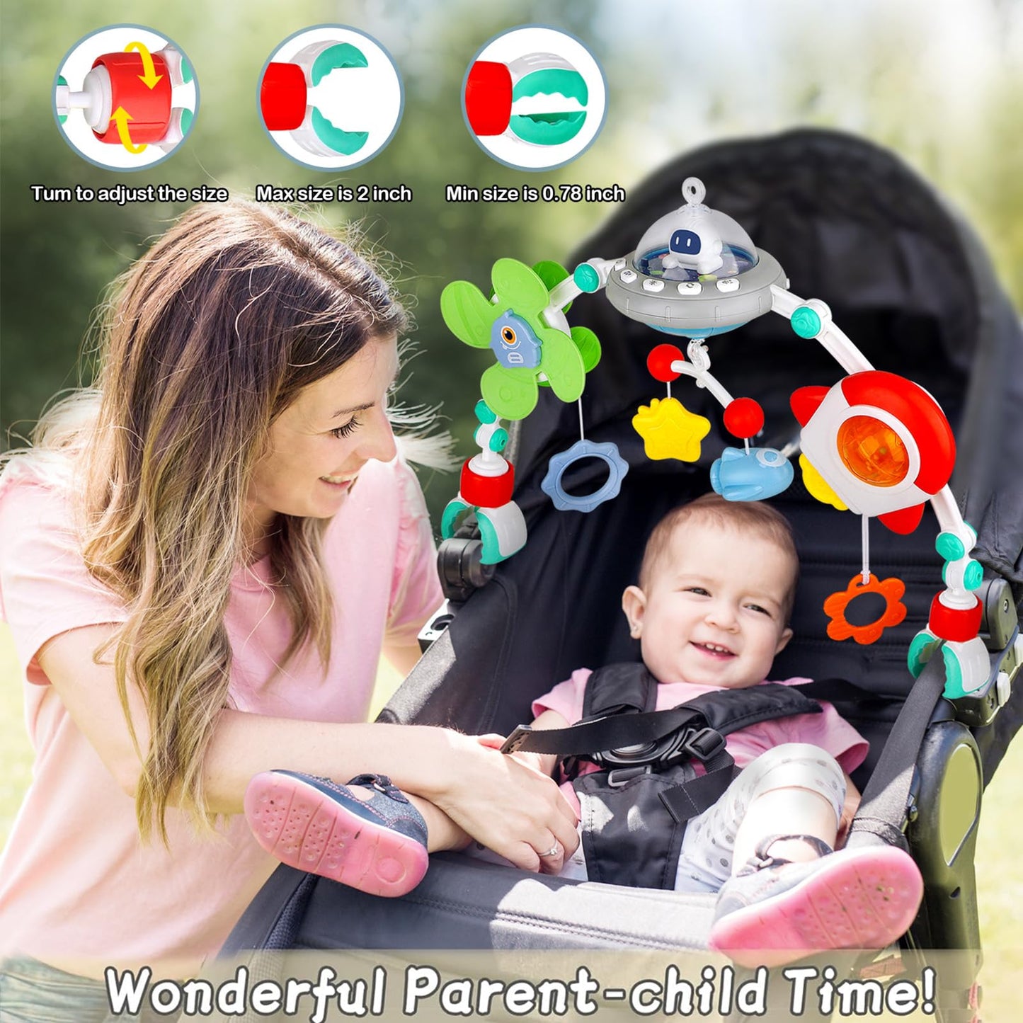 qesfir Musical Baby Stroller Arch Toys | Travel Car Seat & Pram Activity Arch