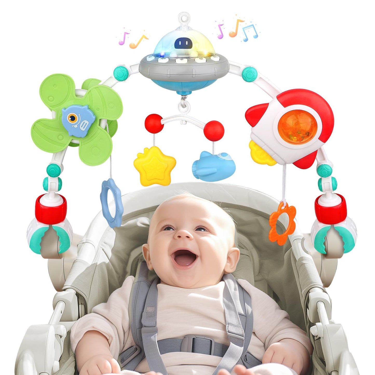 qesfir Musical Baby Stroller Arch Toys | Travel Car Seat & Pram Activity Arch