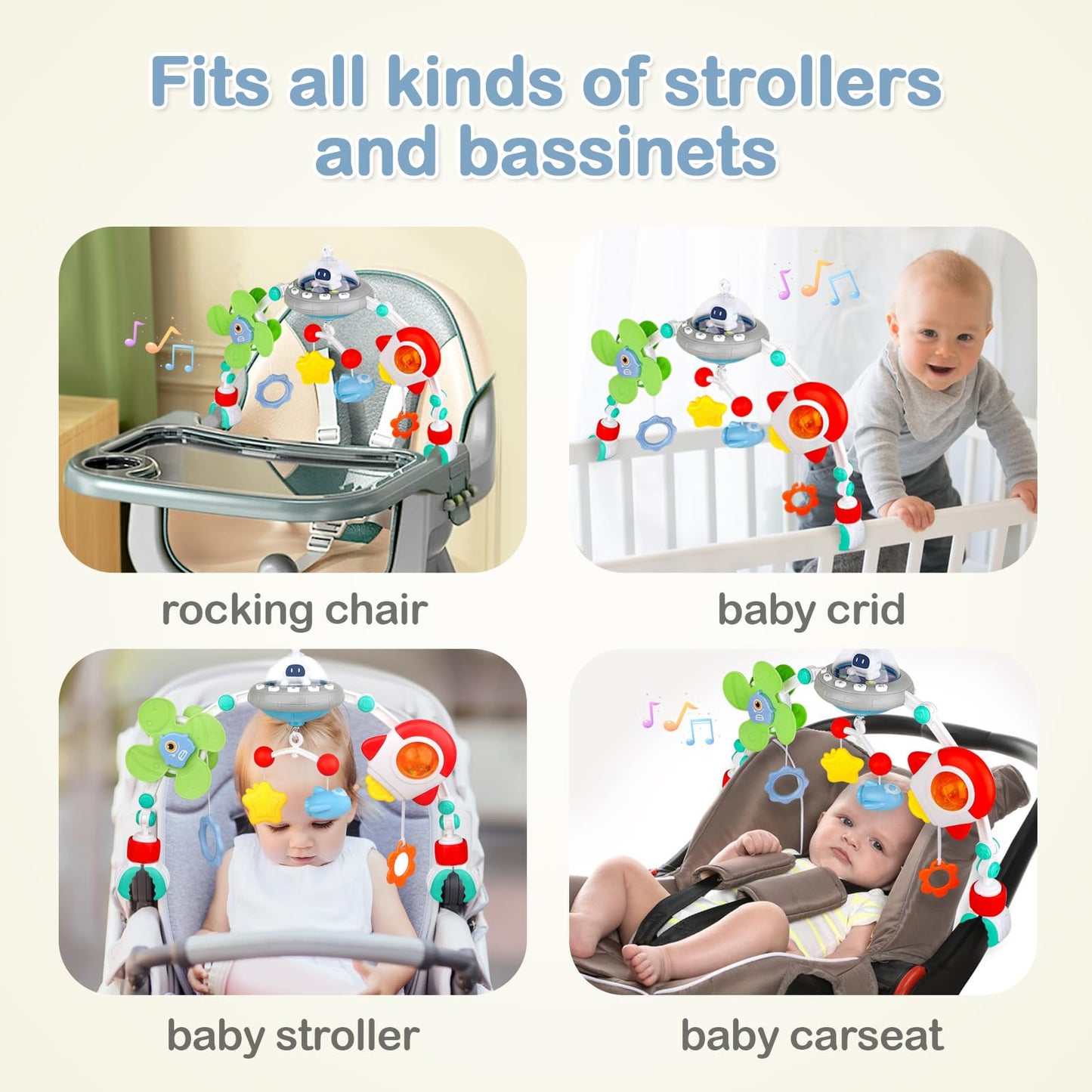 qesfir Musical Baby Stroller Arch Toys | Travel Car Seat & Pram Activity Arch