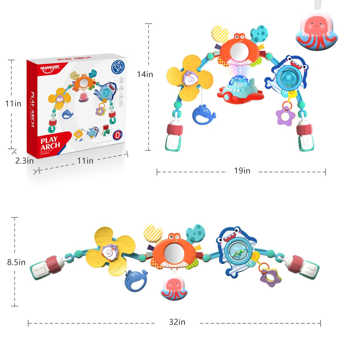 Qesfir Musical Baby Stroller Arch | Travel Car Seat Toys & Baby Play Arch