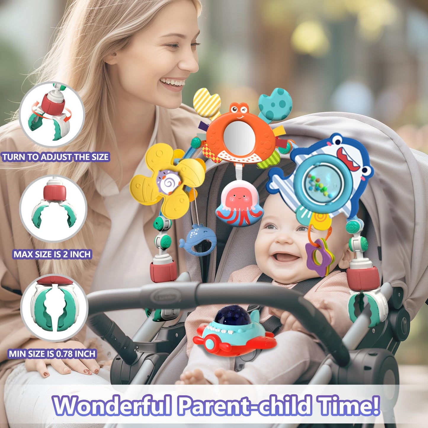 Qesfir Musical Baby Stroller Arch | Travel Car Seat Toys & Baby Play Arch