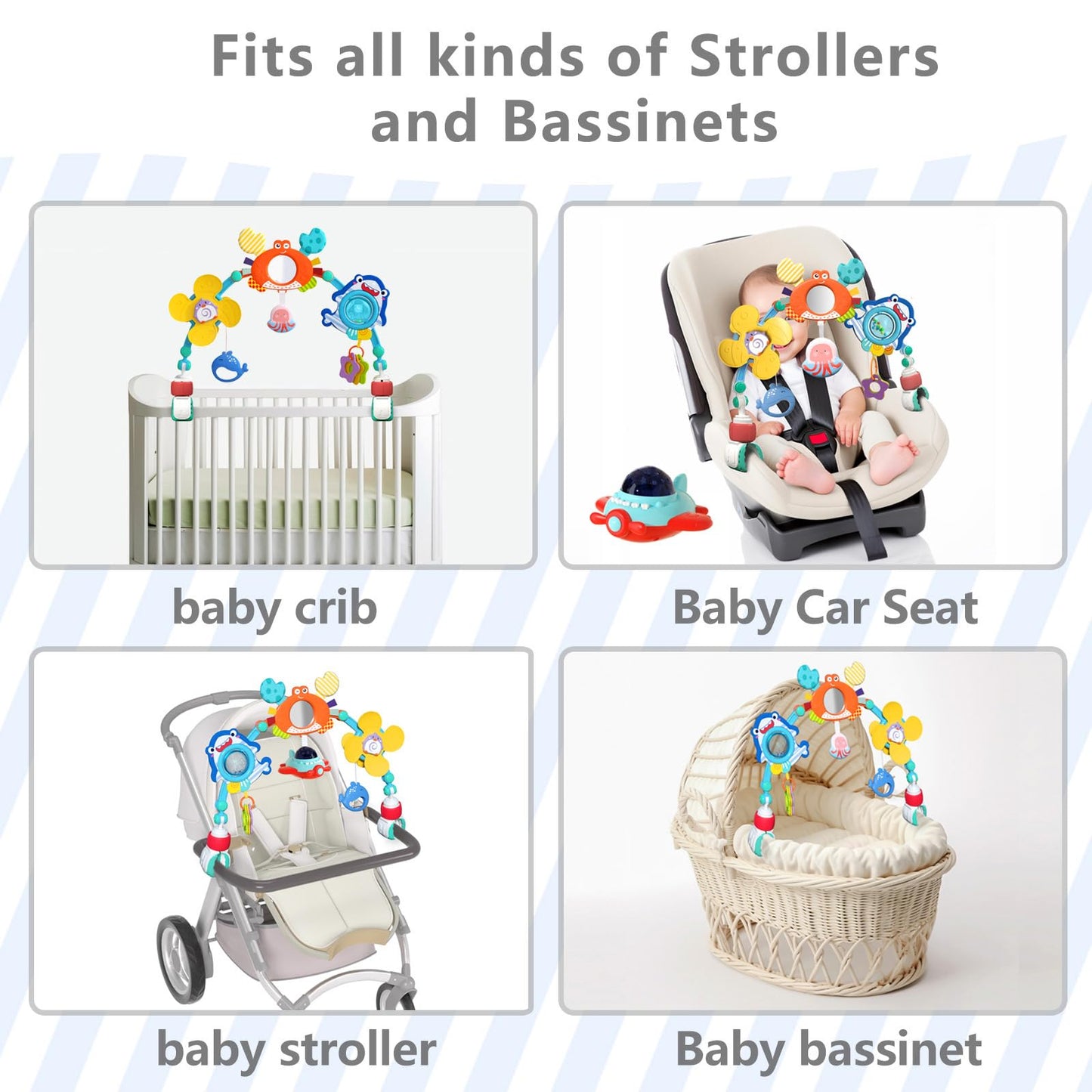 Qesfir Musical Baby Stroller Arch | Travel Car Seat Toys & Baby Play Arch